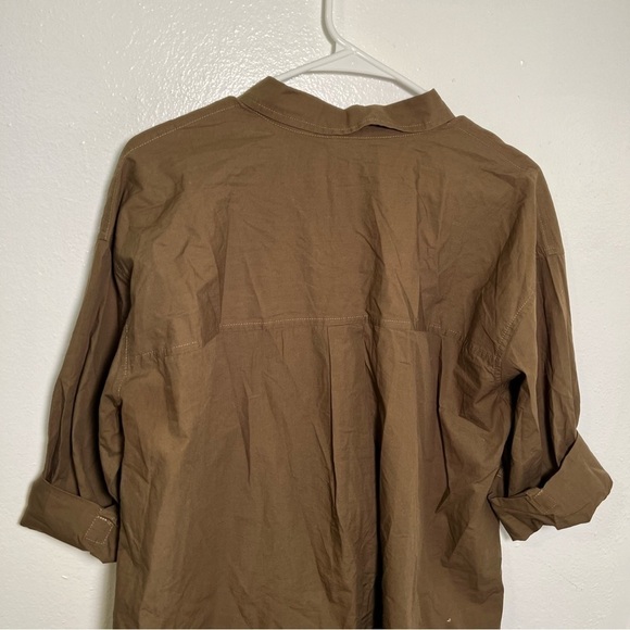 Melrose and Market Collared Poplin Shirt Olive Moss - Picture 10 of 15